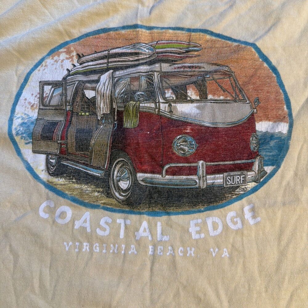 Coastal Edge Virginia Beach VA Graphic T-Shirt Mens Size Large Yellow